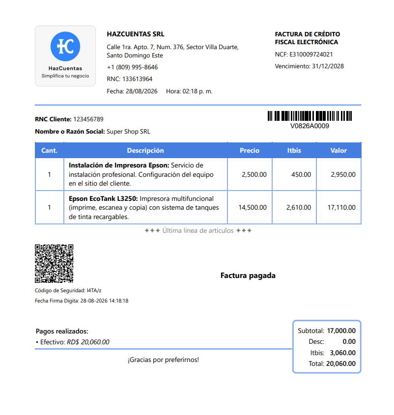 Factura HazCuentas